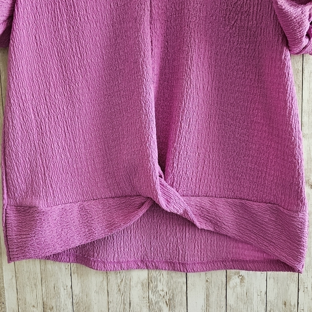 Women's Adrienne Vittadini Purple Textured Puff Sleeve Blouse Size M - Picture 5 of 8